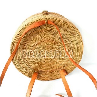 circle bagpack large straw rattan ata handmade